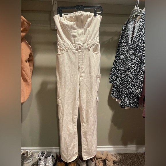 Wild Fable Cream Denim Overalls - Picture 1 of 3
